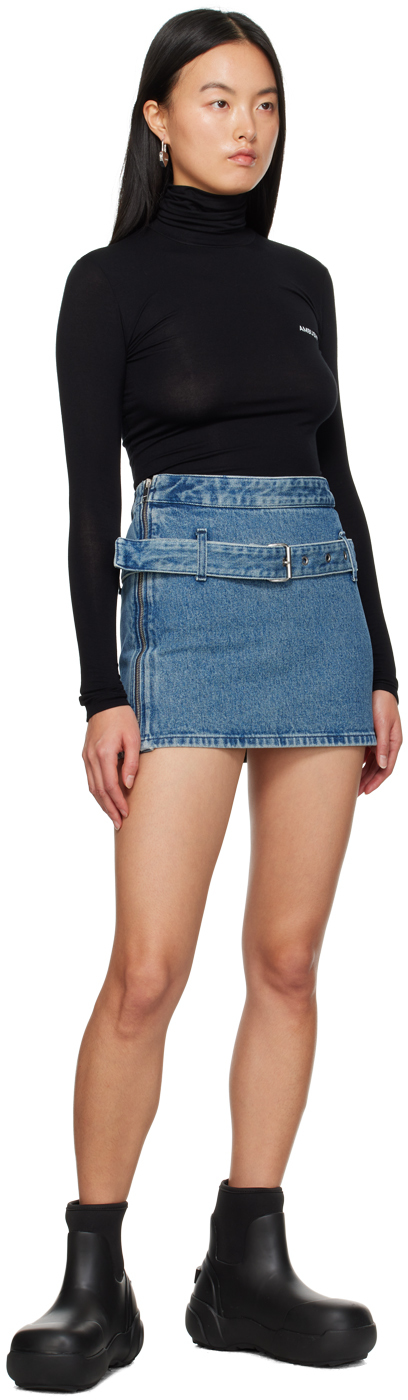 AMBUSH BLUE BELTED DENIM MINISKIRT 
