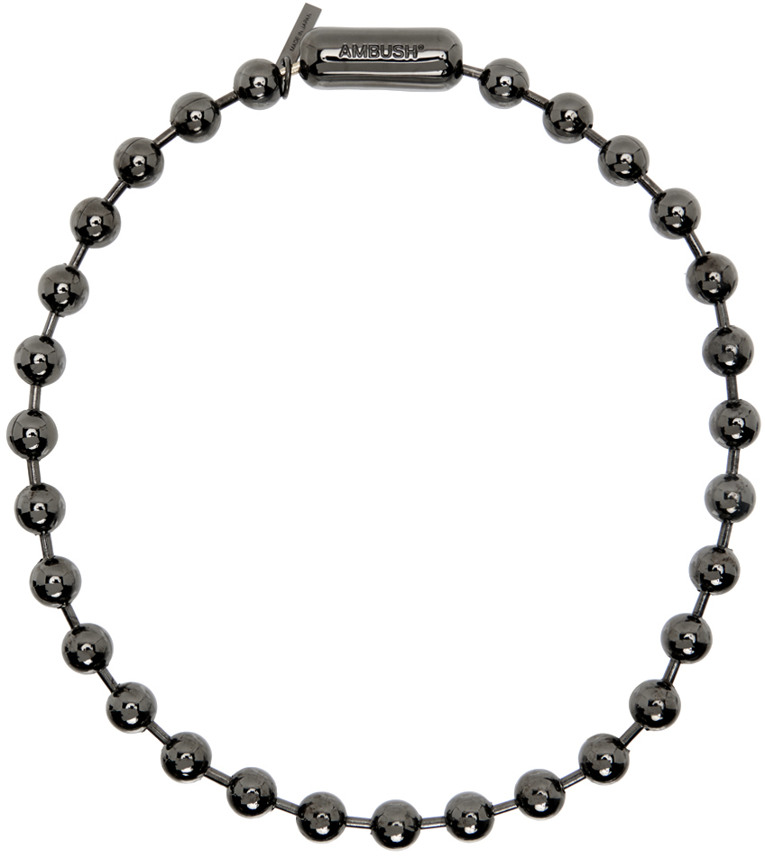 Ambush Gunmetal Huge Ball Chain Necklace In Black
