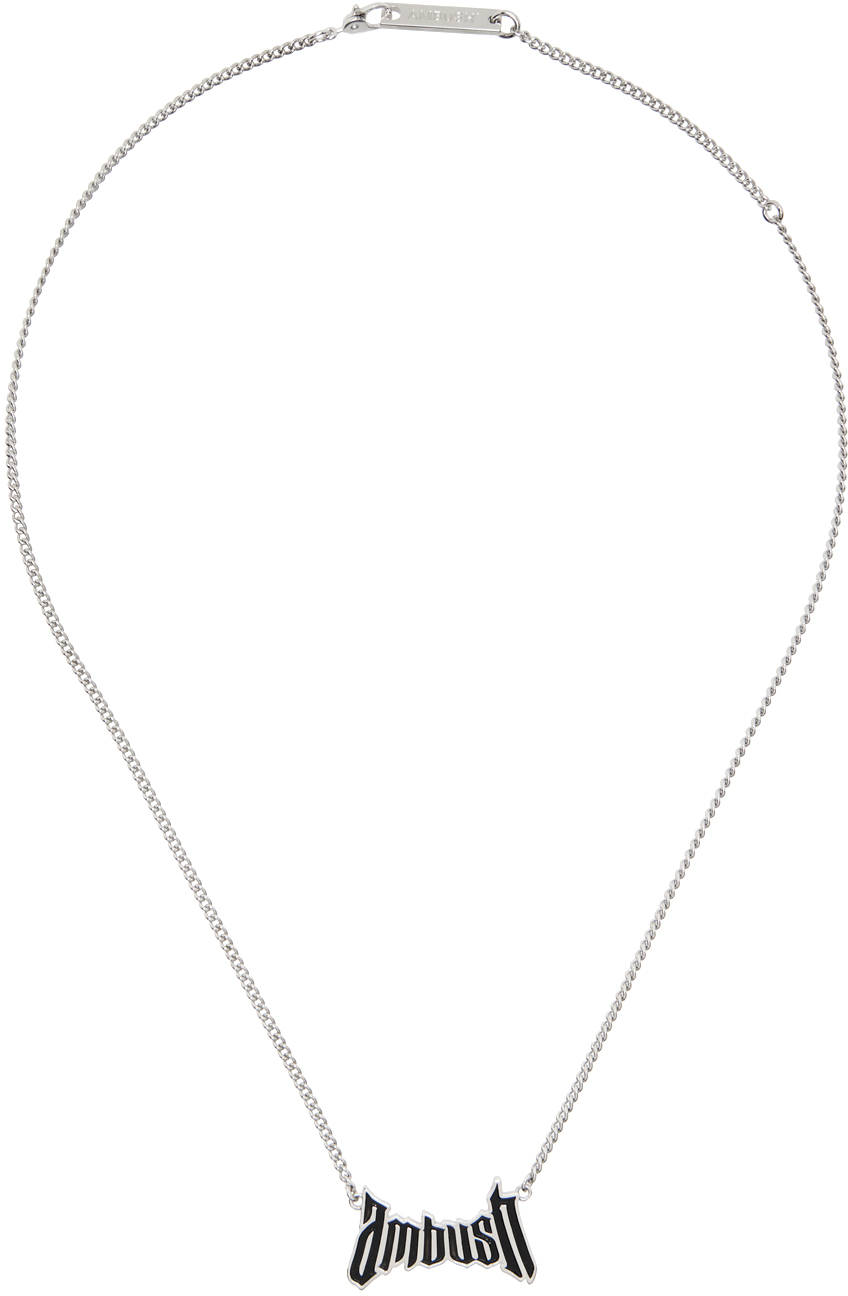 Silver Trad Logo Charm Necklace