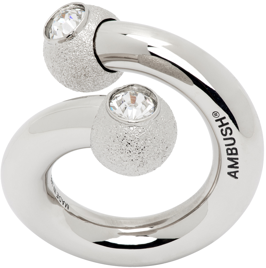 AMBUSH: Silver Barbell Ring | SSENSE