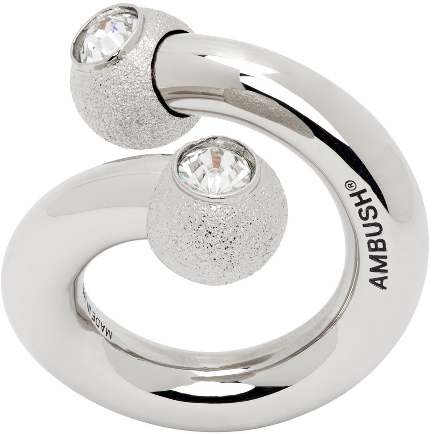 AMBUSH: Silver Barbell Ring | SSENSE Canada