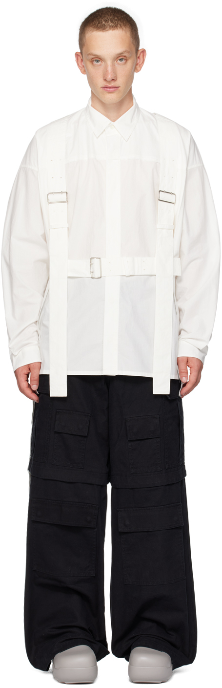 Ambush Harness Long-sleeve Cotton Shirt In White
