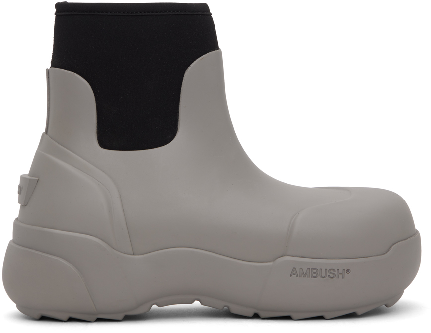 Ambush Round-toe Ankle Boots In Grey
