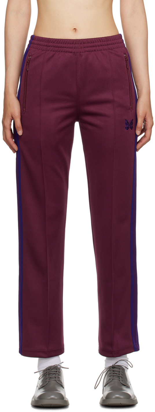Burgundy Striped Track Pants by NEEDLES on Sale