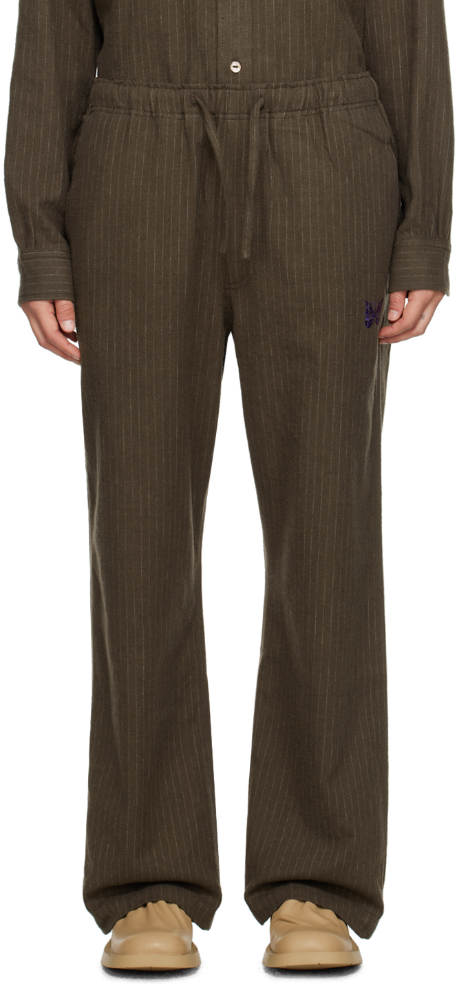 Brown String Work Lounge Pants by NEEDLES on Sale