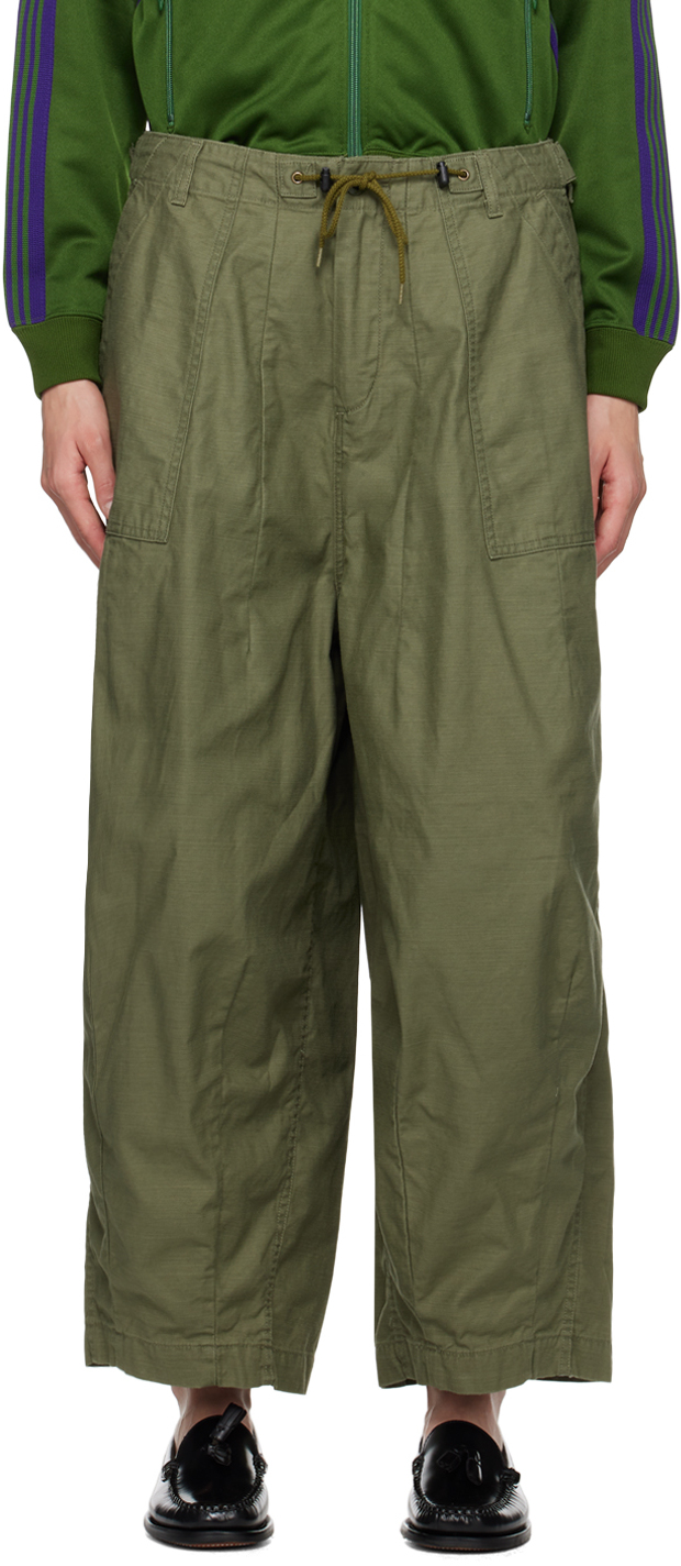 Needles Green Fatigue Trousers In A-olive
