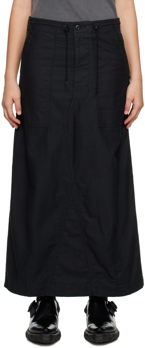 Black String Fatigue Midi Skirt