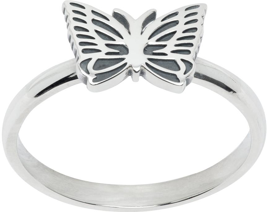 Needles Silver Papillon Ring In C-papillon