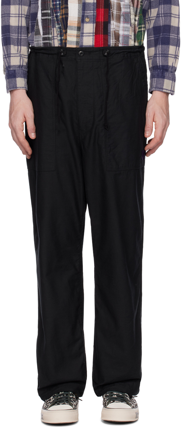 Needles String Fatigue Trousers Men Black In Cotton In C-black