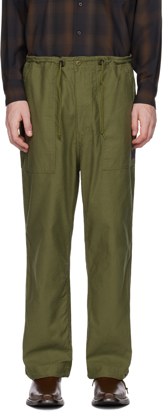 Shop Needles Khaki String Fatigue Trousers In B-olive