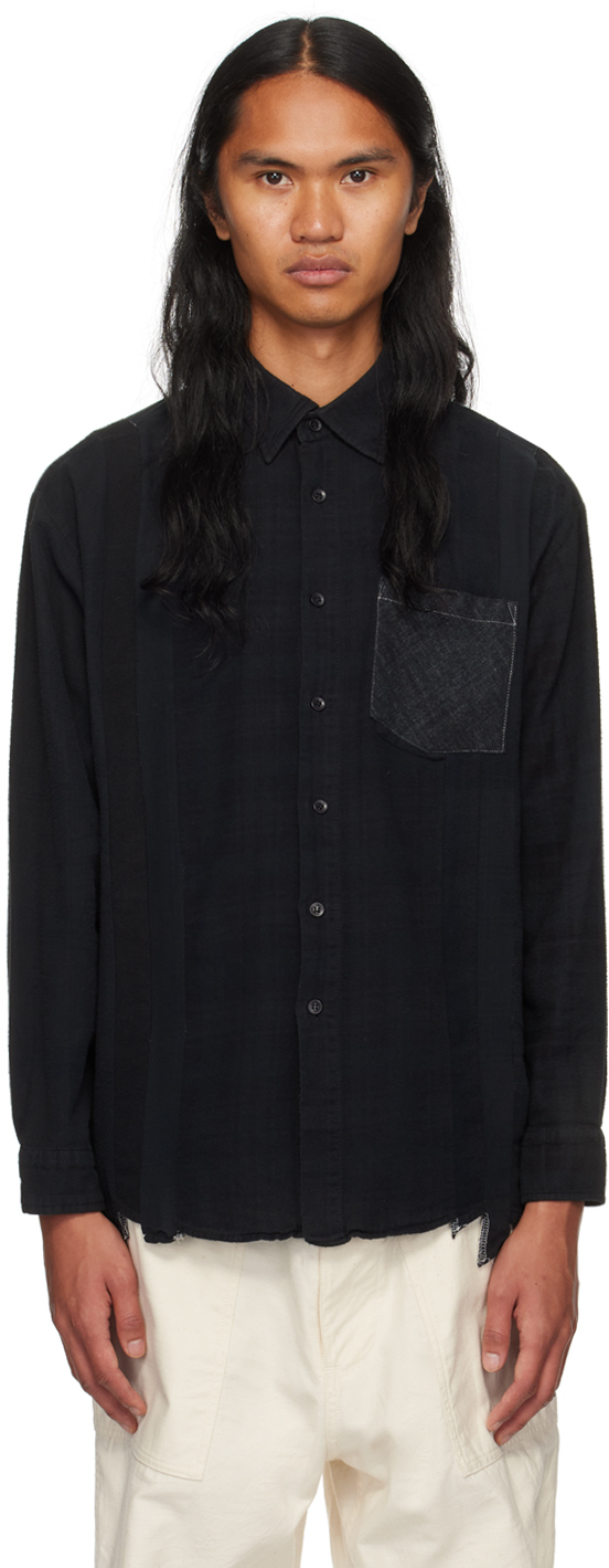 Needles 7 Cuts Distressed Checked Cotton-flannel Shirt In E-black