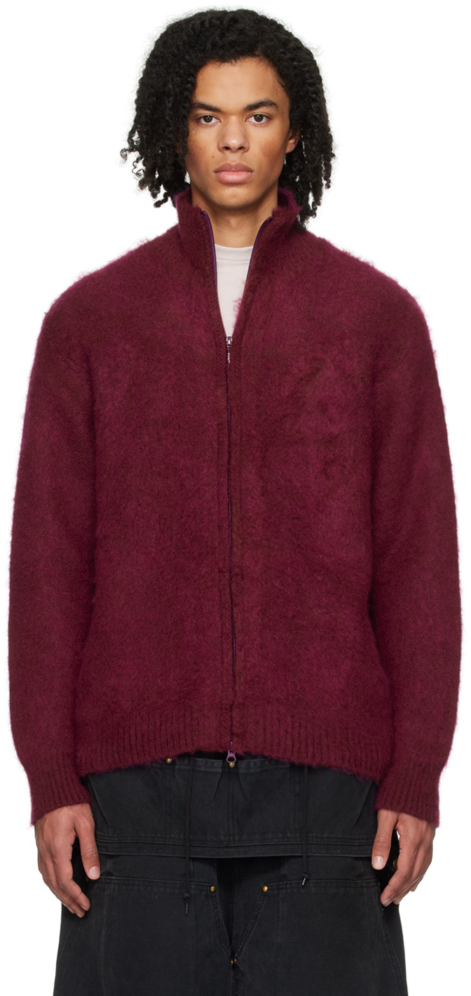Needles Pink Zipped Cardigan In A-bordeaux