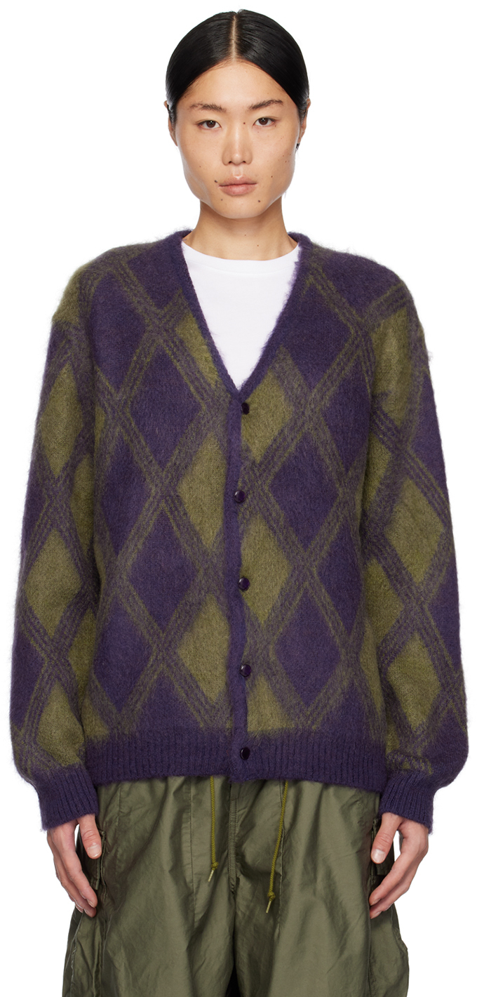 Purple & Green Argyle Cardigan