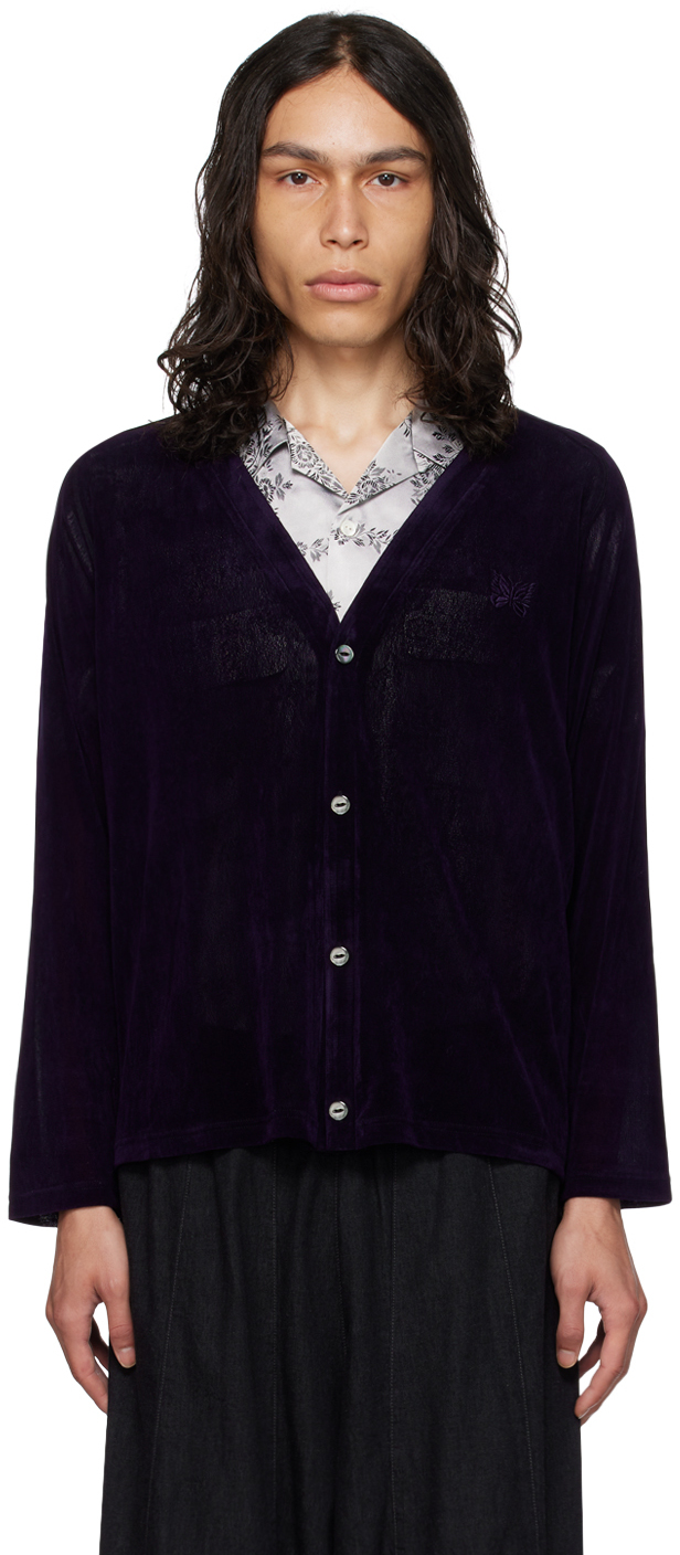 Purple Embroidered Cardigan