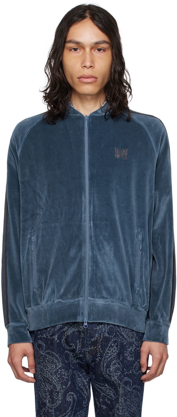 NEEDLES: Blue Embroidered Track Jacket | SSENSE Canada