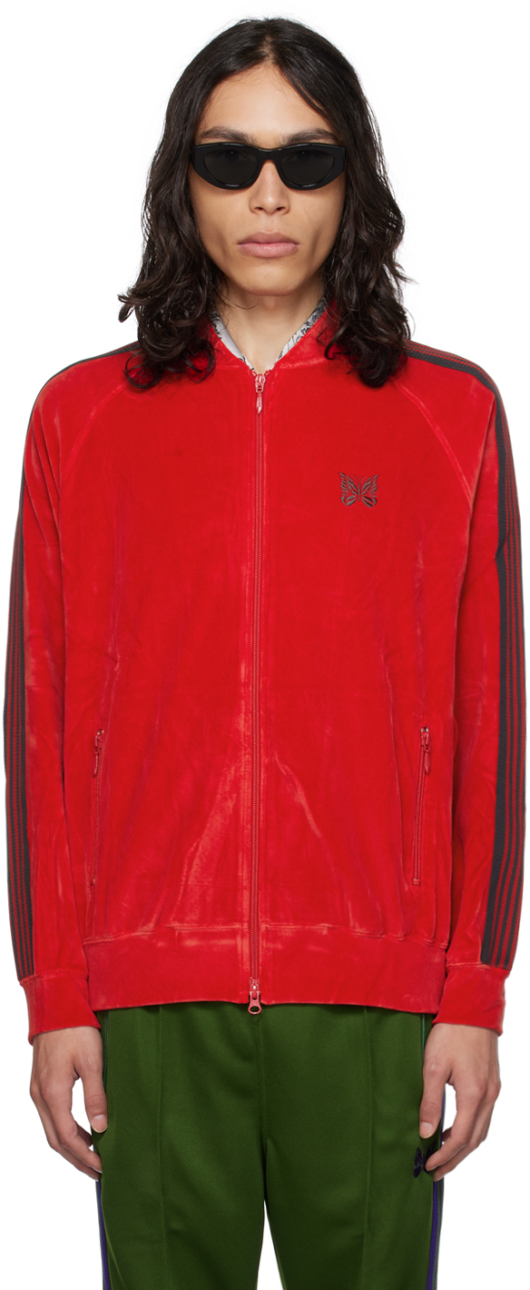 NEEDLES: Red Embroidered Track Jacket | SSENSE