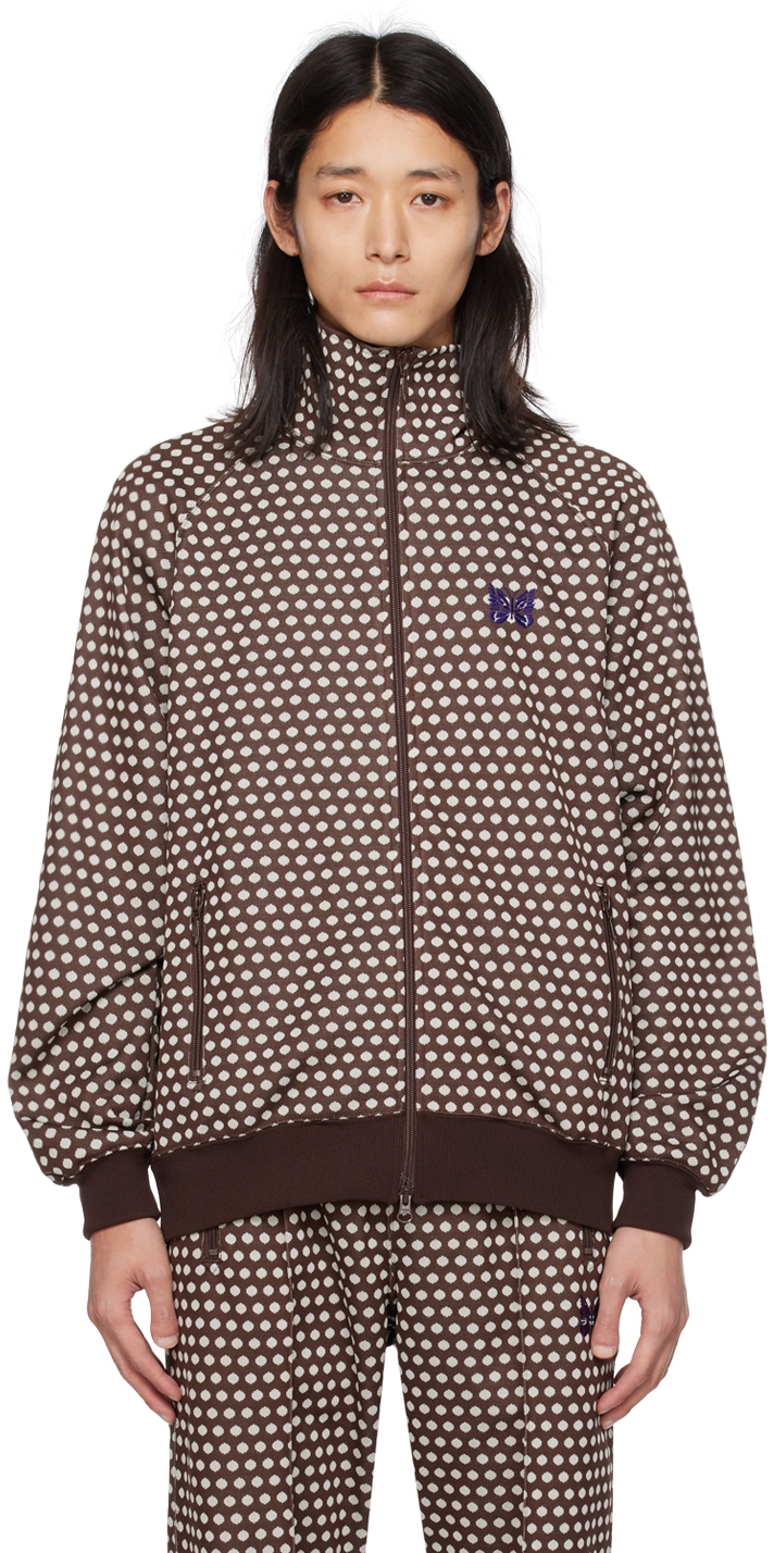 Shop Needles Brown Jacquard Jacket In Polka Dot