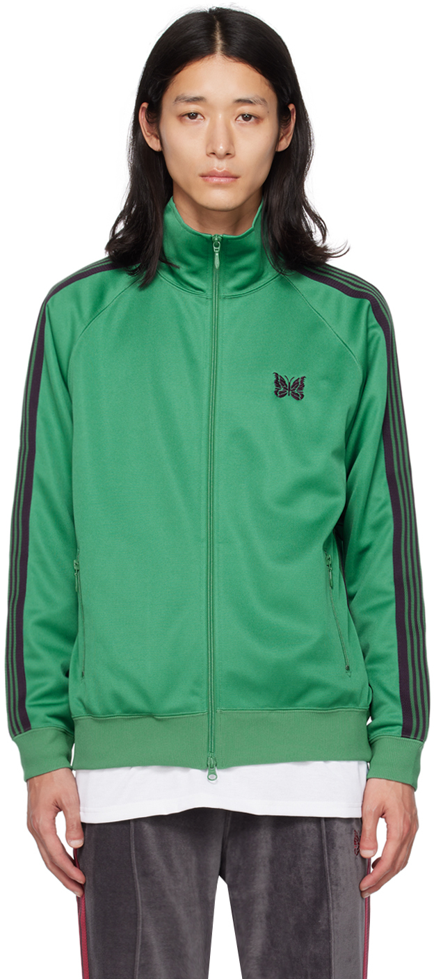 Green Embroidered Track Jacket by NEEDLES on Sale