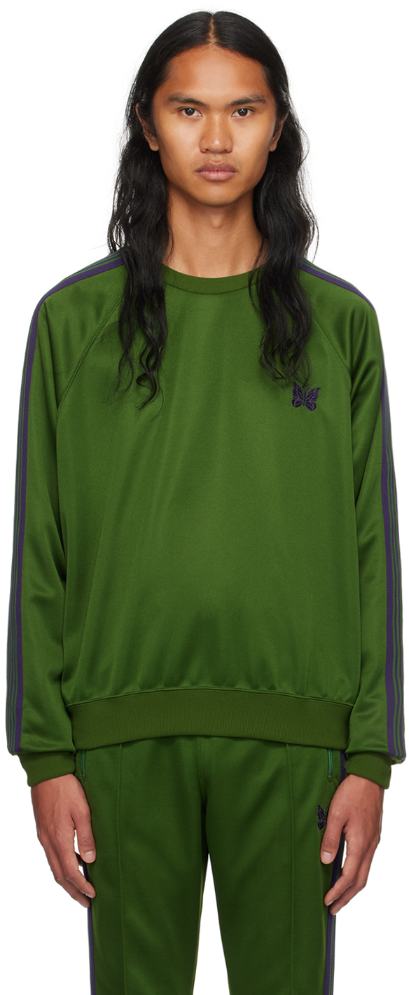 Shop Needles Green Embroidered Sweatshirt In A-ivy Green