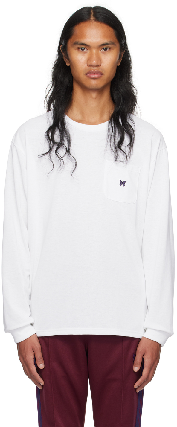 Shop Needles White Embroidered Long Sleeve T-shirt In A-white