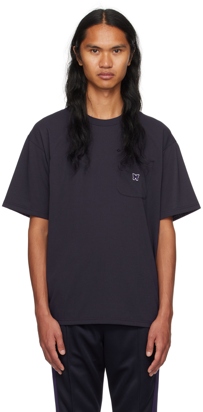 Needles Purple Embroidered T-shirt In B-eggplant