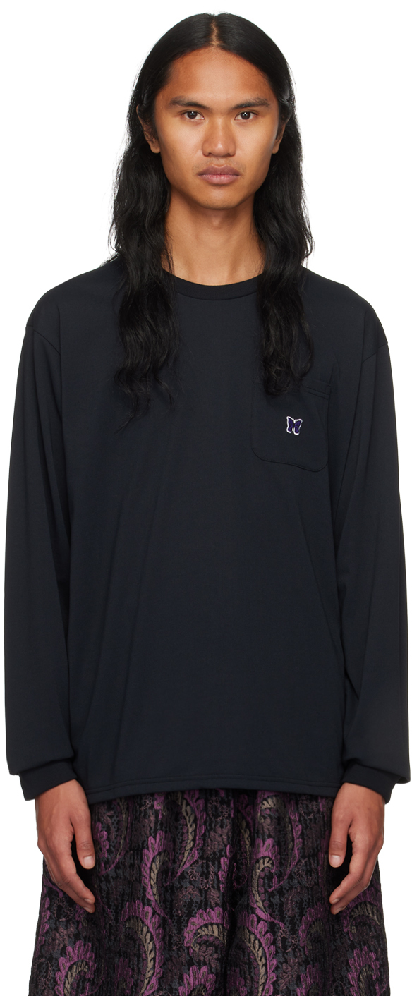 Needles Black Embroidered Long Sleeve T-shirt In C-black