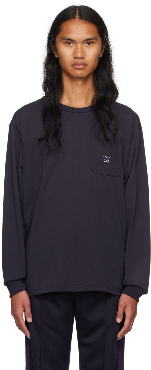 Needles Purple Embroidered Long Sleeve T-shirt In B-eggplant