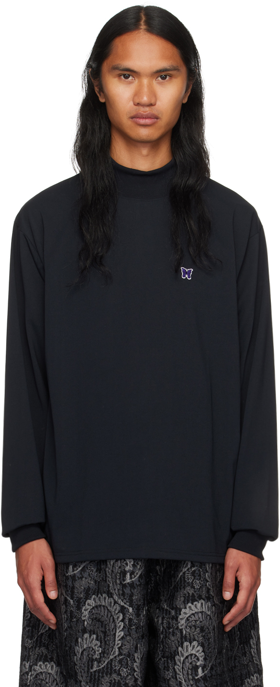 Black Embroidered Long Sleeve T-Shirt by NEEDLES on Sale