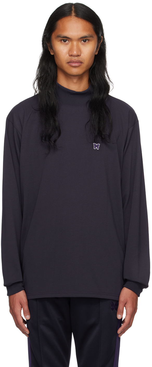 Needles Purple Embroidered Long Sleeve T-shirt In B-eggplant