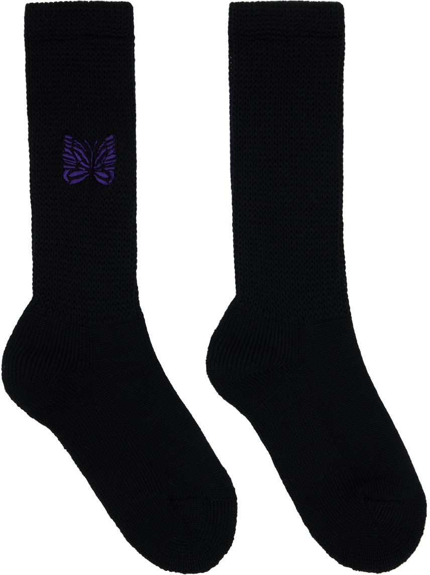 Black Embroidered Socks