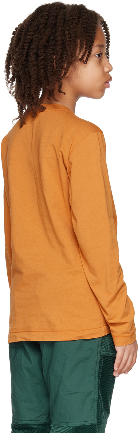 Stone Island Kids Orange Patch Long Sleeve T-shirt In V0073 - Sienna