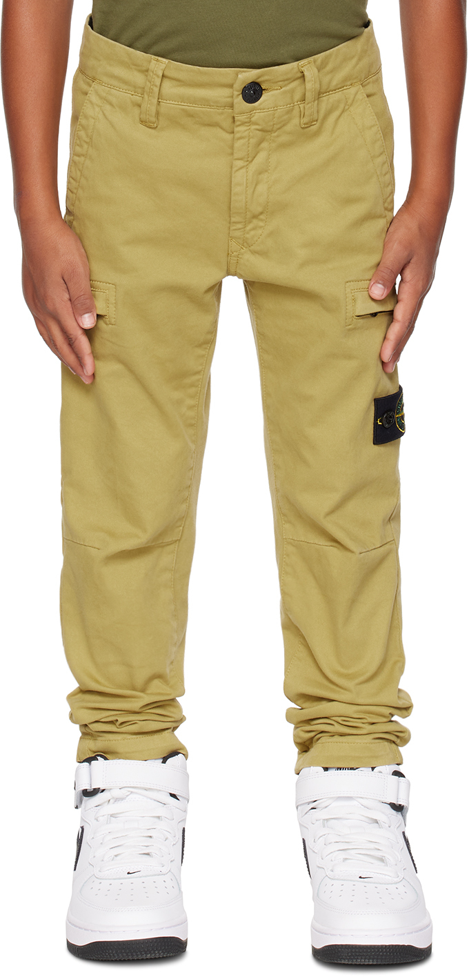 Stone Island Junior Kids Yellow 31014 Cargo Pants In V0034 - Mustard