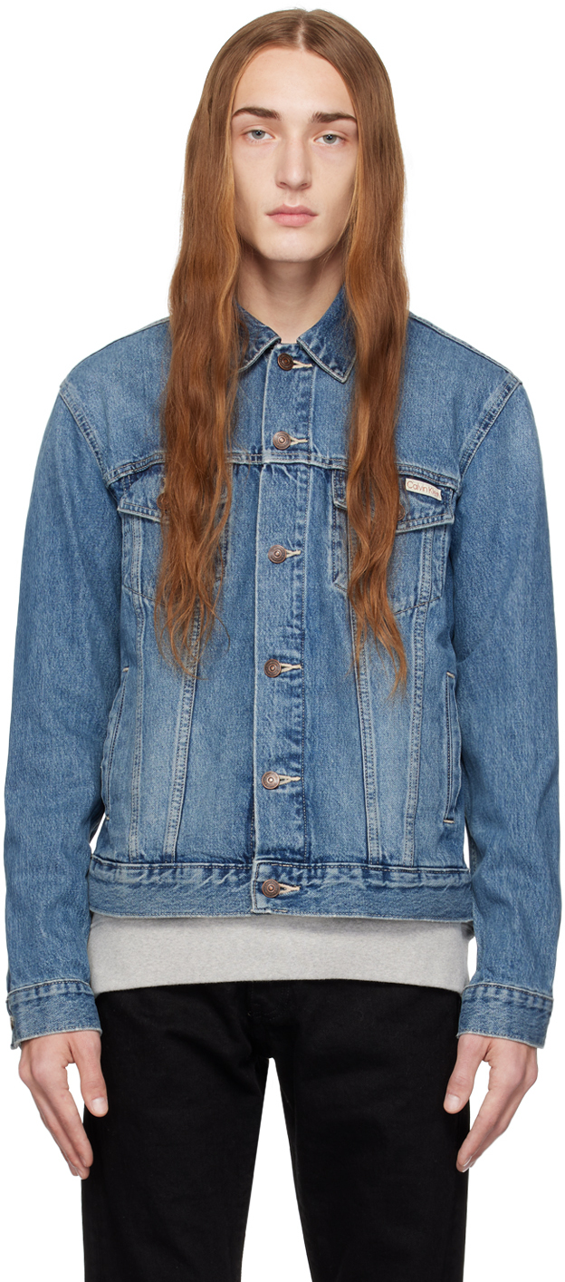 Shop Calvin Klein Blue Classic Denim Jacket In Tinted Ck Stone-4015