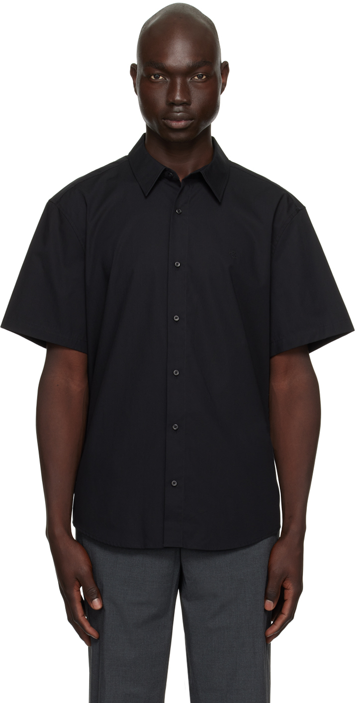 Calvin Klein Black Embroidered Shirt In Black Beauty-001bae