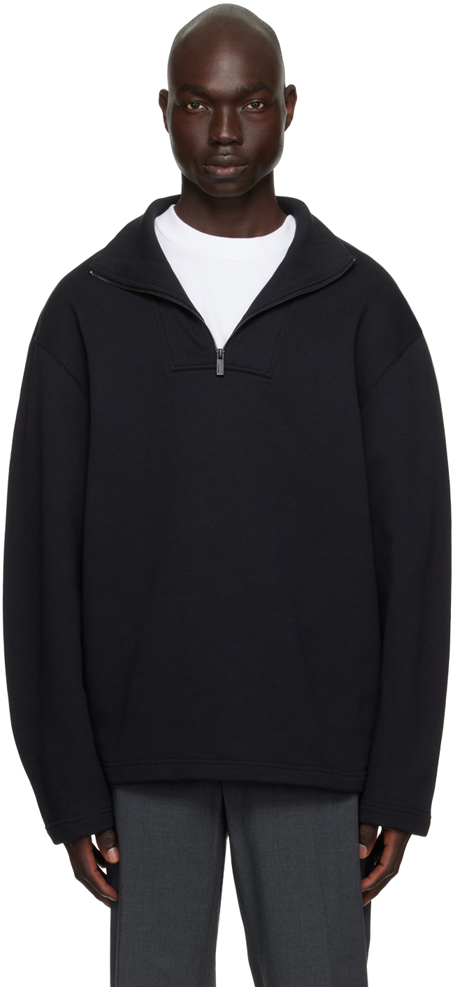 Calvin Klein Black Half-zip Sweater In Black Beauty-001bae