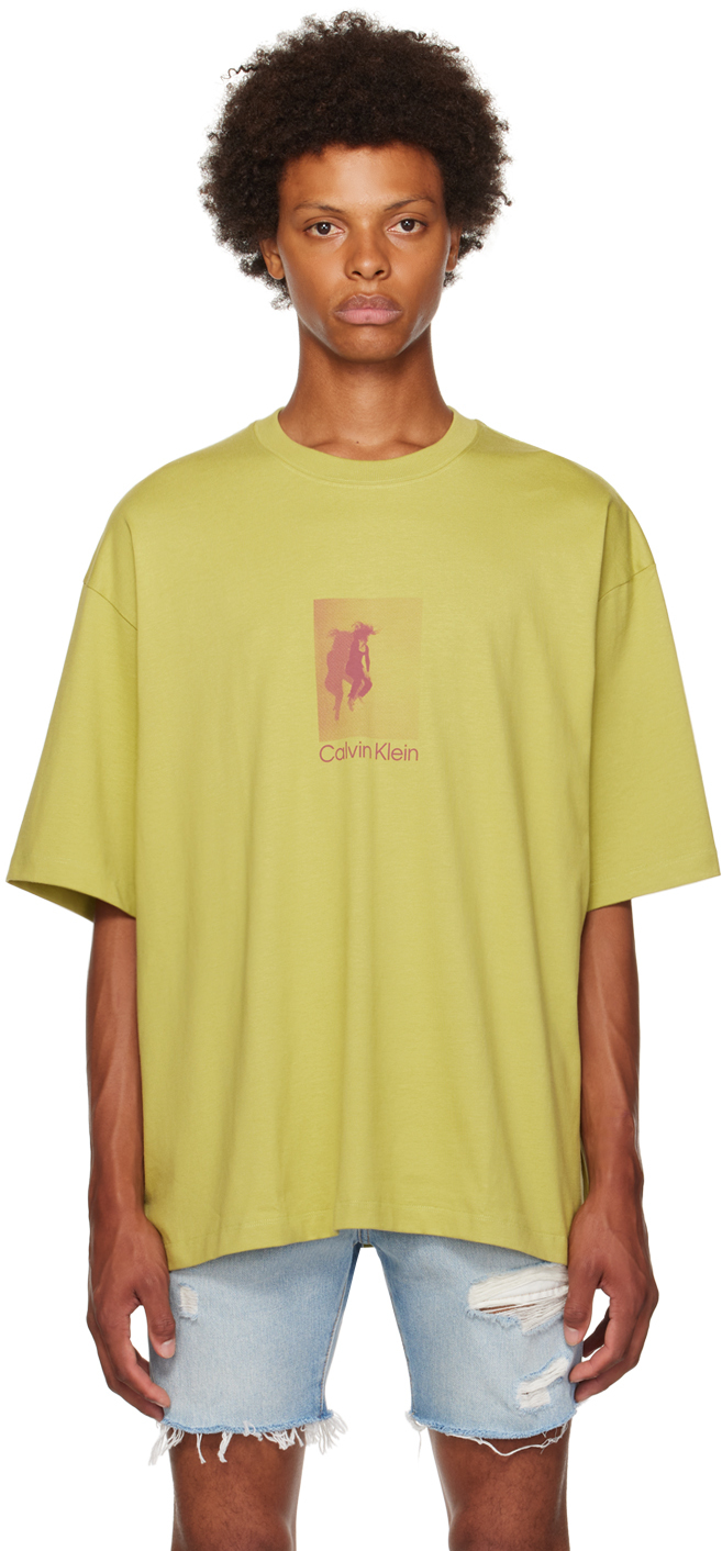 Calvin Klein Green Graphic T-shirt In Sweet Pea-260cwx