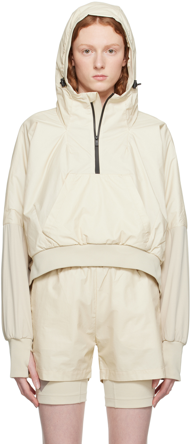 Beige Paneled Hoodie