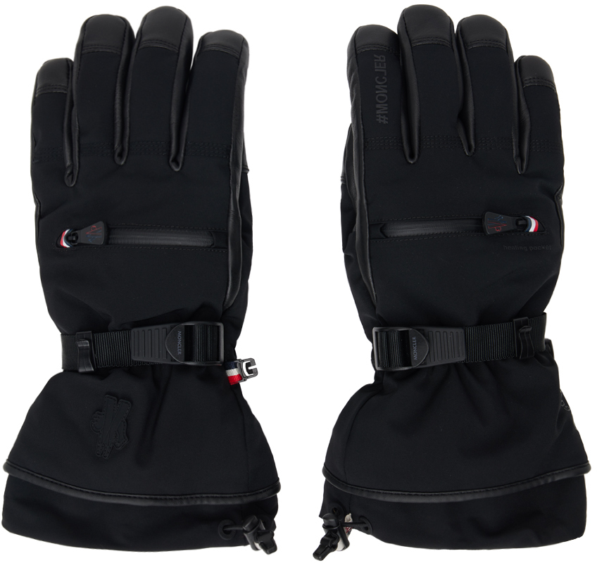 Moncler Zip-pocket Detail Gloves In Black