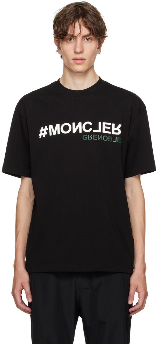 Moncler Grenoble: Black Bonded T-Shirt | SSENSE