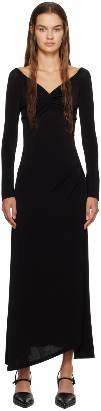 Black Off-Shoulder Midi Dress