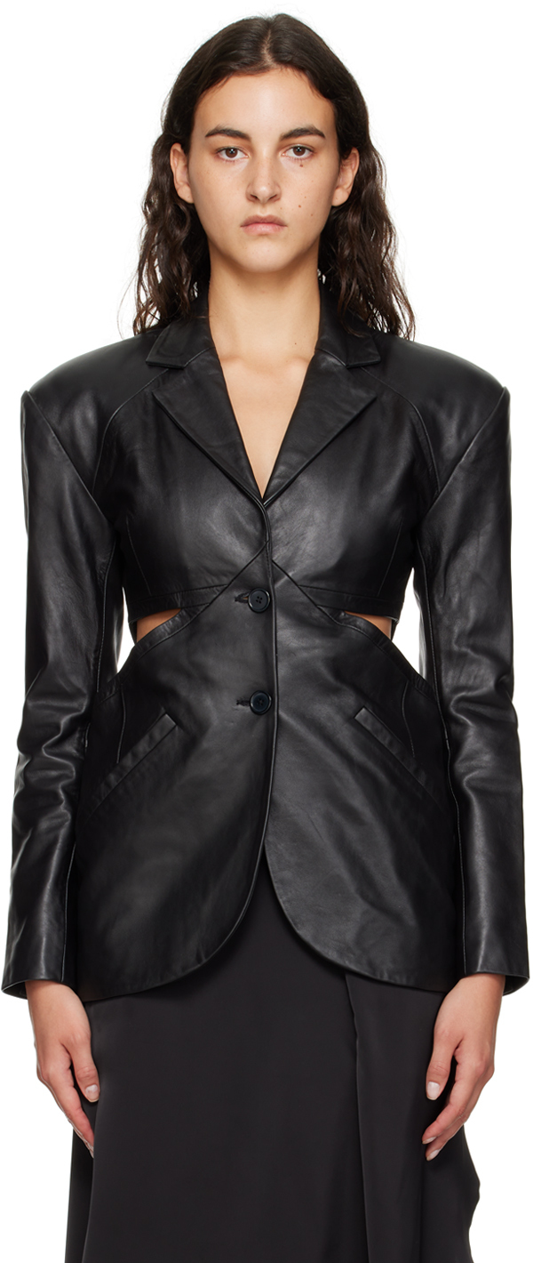 Black Cutout Leather Jacket