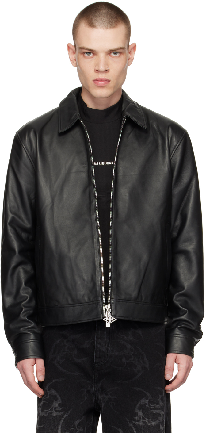 Han Kjobenhavn: Black Pilot Leather Jacket | SSENSE UK