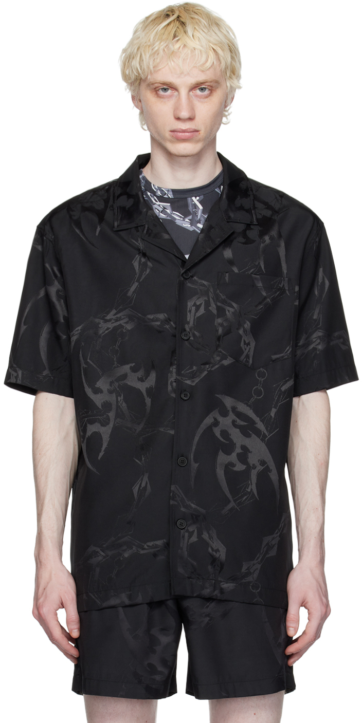 Black Jacquard Shirt by Han Kjobenhavn on Sale