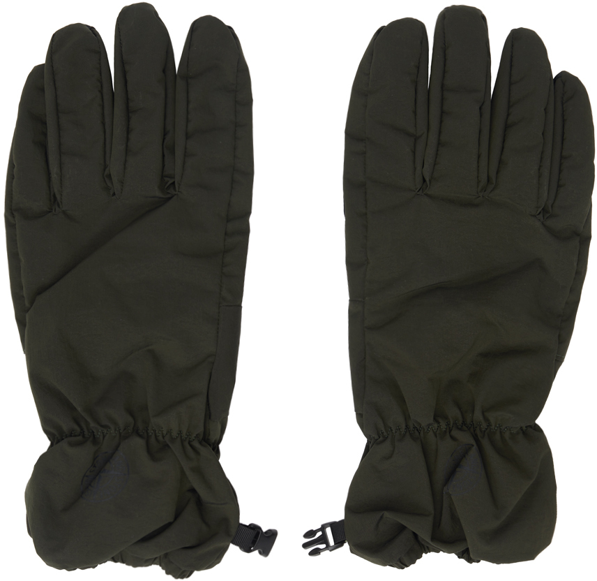 Stone Island Khaki Patch Gloves In V0058 Olive