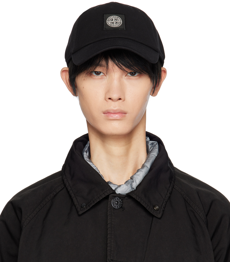 Black Patch Cap by Stone Island on Sale