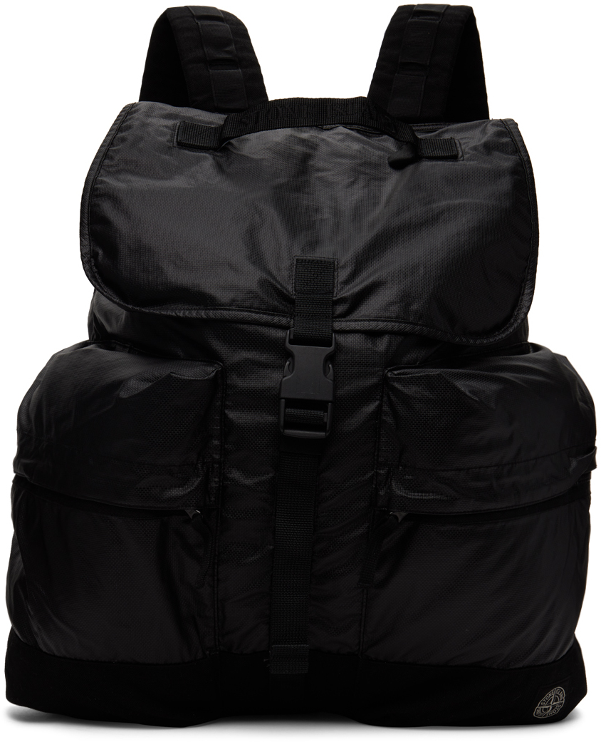 Stone Island Black Patch Backpack In V0029 Black