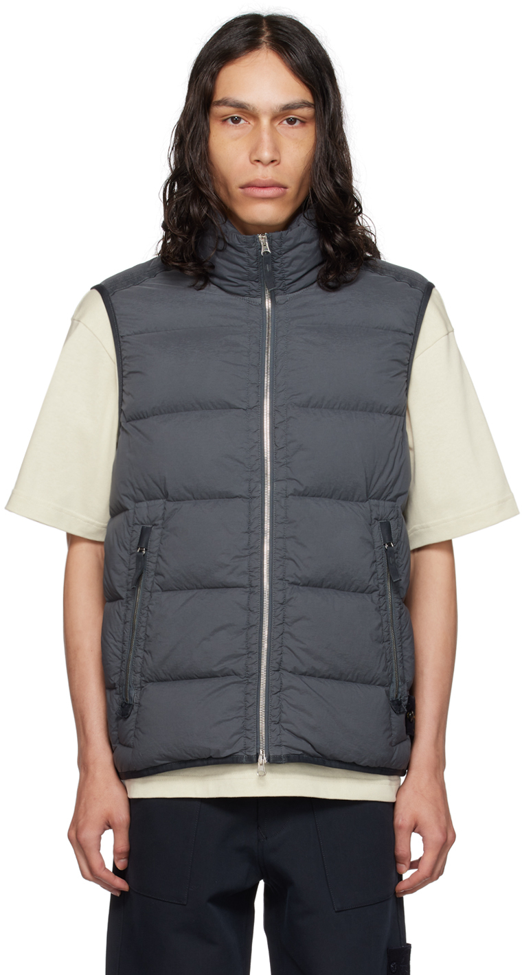 Gray Seamless Tunnel Down Jacket by Stone Island on Sale