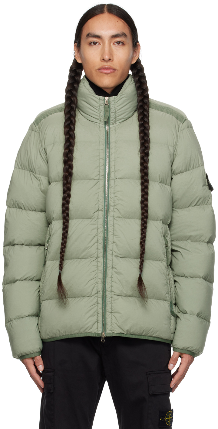Stone Island Green Quilted Down Jacket In V0055 Sage