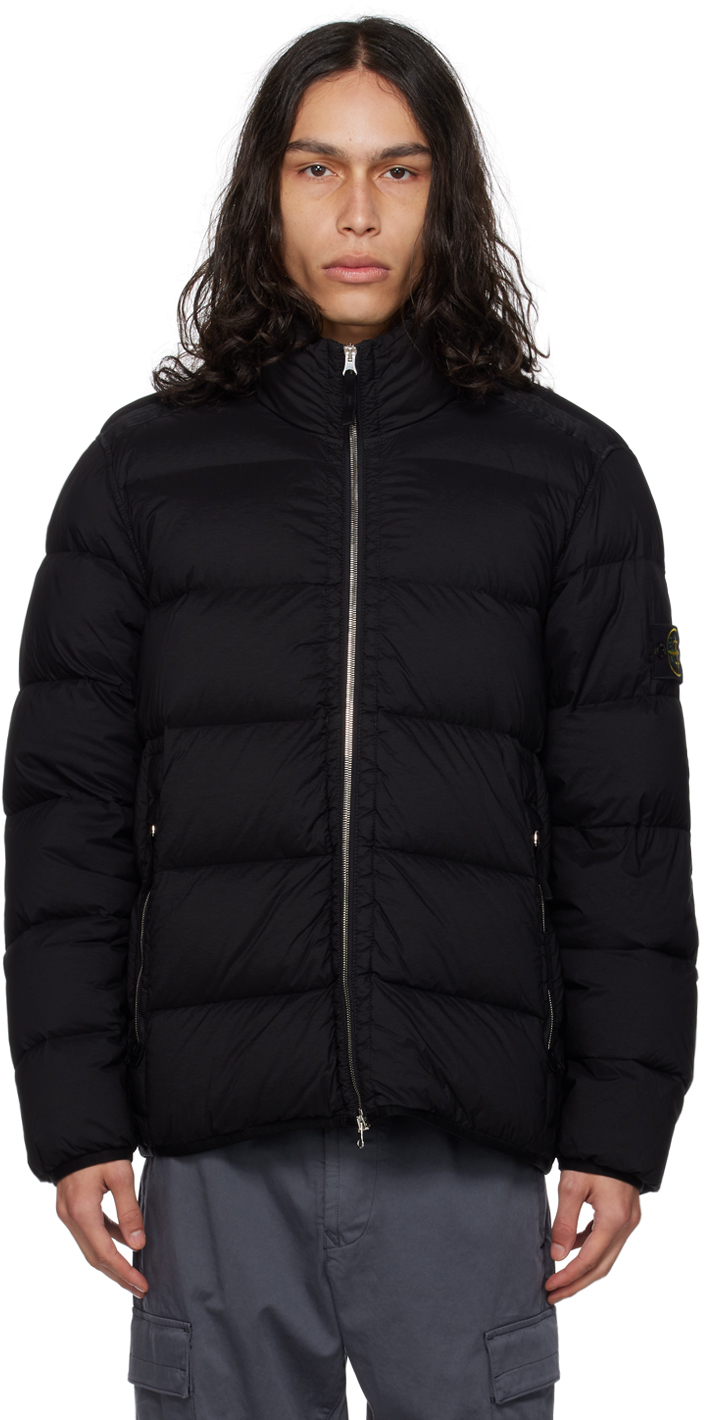 Stone Island Seamless Tunnel Down-tc Hooded Jacket In Black