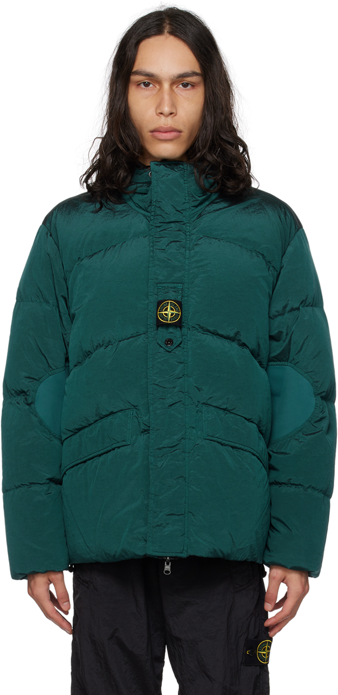 Stone Island Green Quilted Reversible Down Jacket In V0057 Petrol
